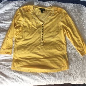 Yellow Ralph Lauren petite 3/4 sleeve top